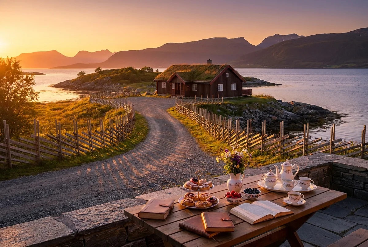 The eastern shore at Tromsø, the keeper's house and boathouse seen from the sound